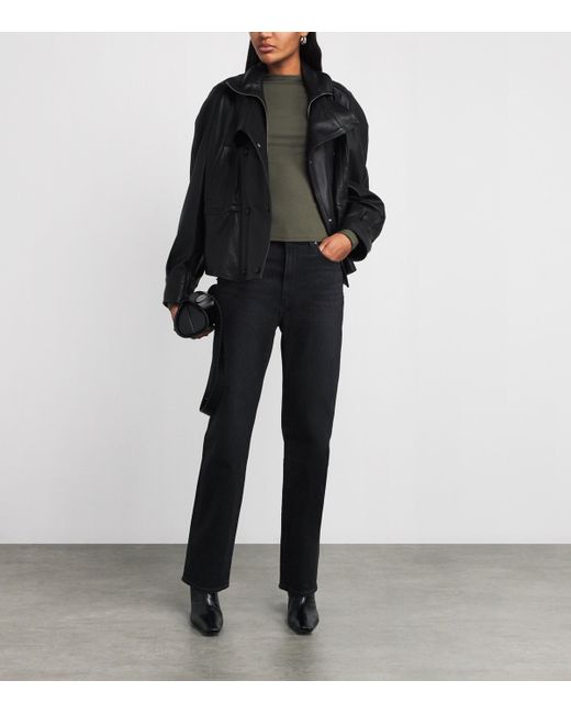 PAIGE Black Stevie High-Rise Straight Jeans