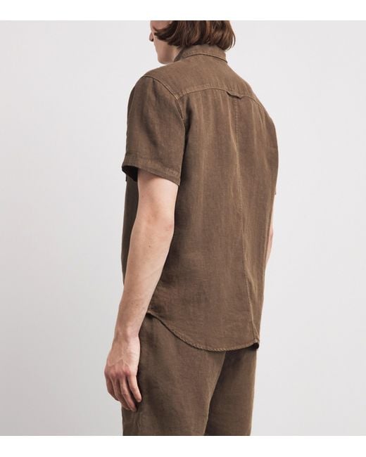 Citizens of Humanity Brown Linen Short-Sleeve Cairo Shirt for men