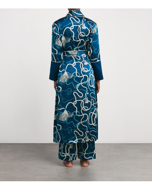 Olivia Von Halle Blue Silk Capability Periwinkle Robe