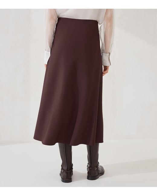 Brunello Cucinelli Brown Virgin Wool-Blend Twill Flute Skirt Skirt