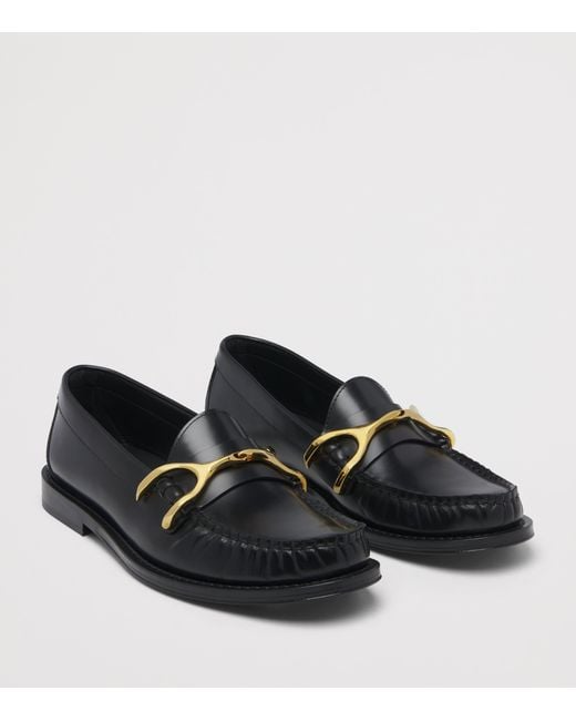 McQueen Black Leather Wishbone Loafers