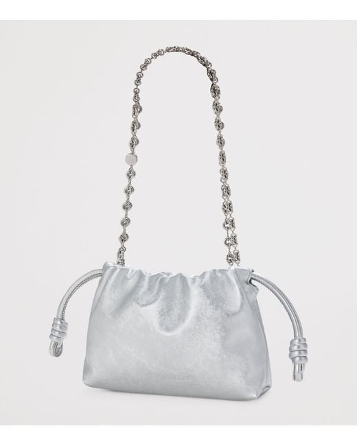 Loewe Gray Mini Leather Flamenco Clutch Bag