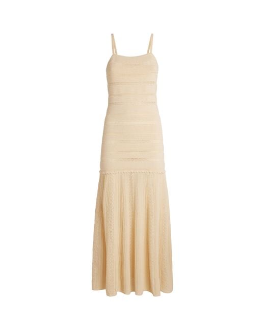Sandro Natural Crochet-Stripe Maxi Dress