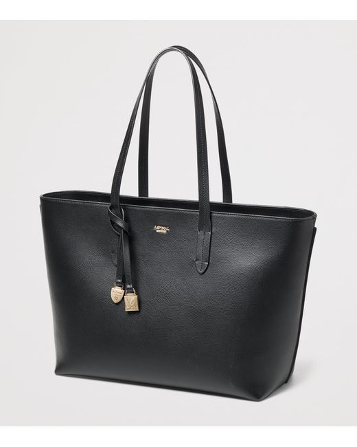 Aspinal Black Leather East West Tote Bag