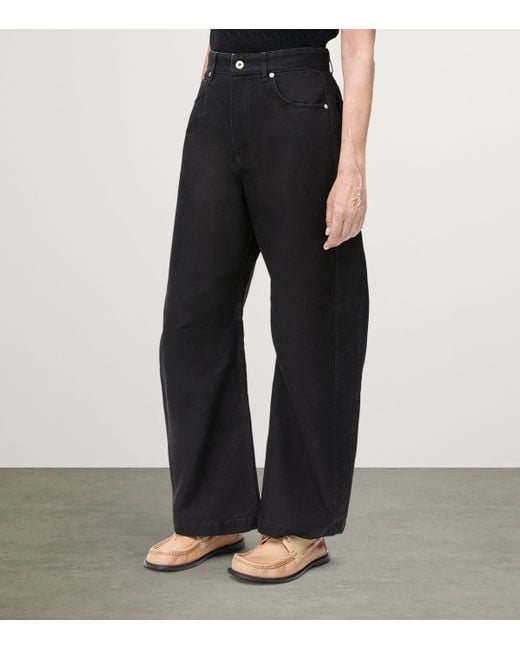 Loewe Black Patch-Detail Barrel Jeans