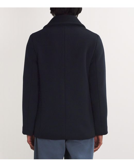 Sandro Blue Wool-Blend Peacoat for men