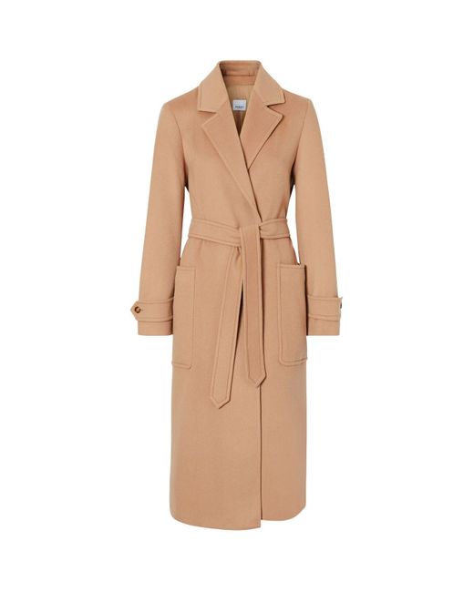 Burberry Natural Sherringham Cashmere Belted Wrap Coat