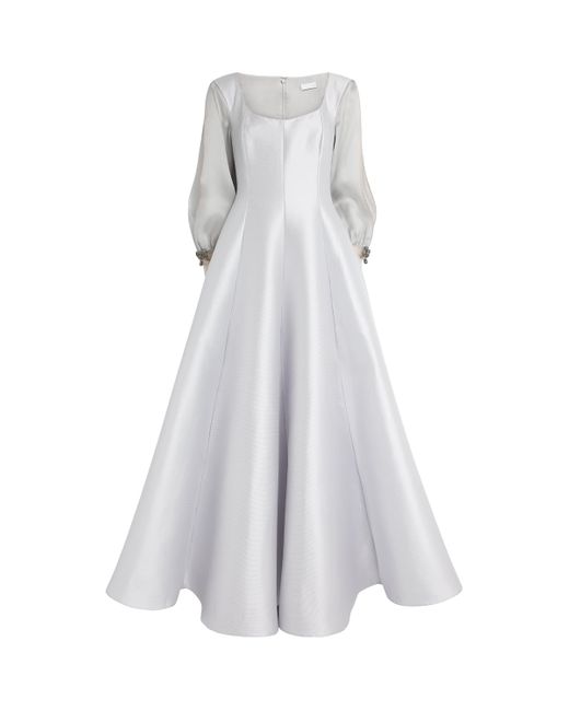 Alexis Mabille Gray Piqué Organza-Sleeve Gown