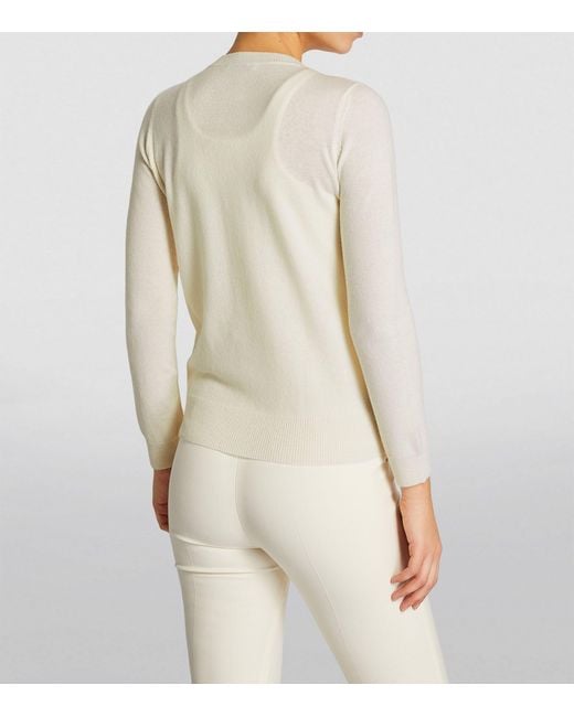 Max Mara White Wool-cashmere Embellished Sweater