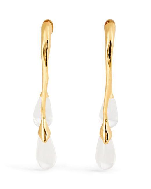 Alexis Metallic Gold Plated And Lucite Front-back Double Drop Earrings