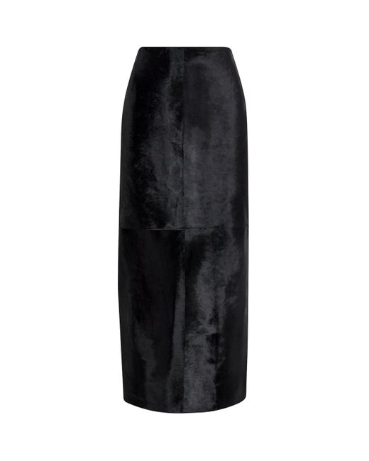 Nour Hammour Black Ponyhair Elise Pencil Maxi Skirt