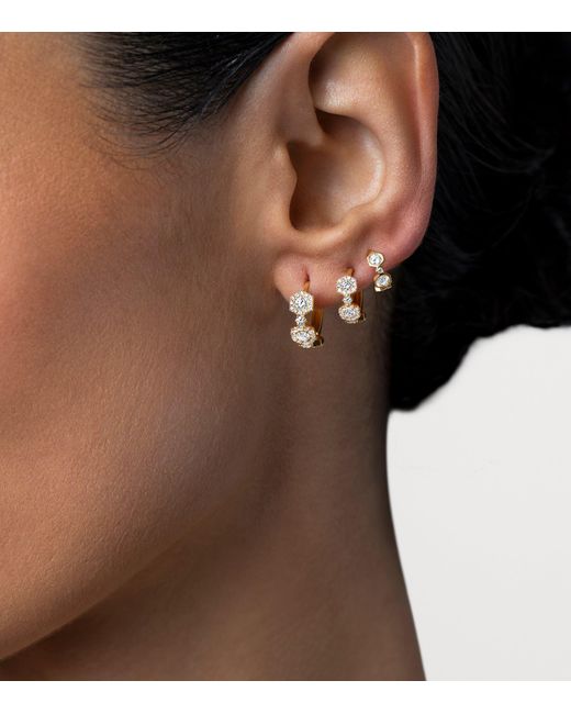David Morris Metallic And Diamond Triolette Oval Hoop Earrings