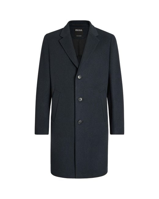 Zegna Blue Oasi Cashmere Double Coat for men