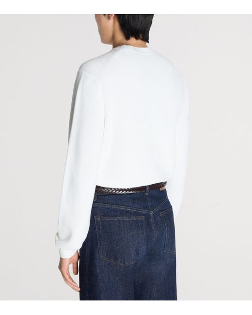 Dunhill White Cotton Crew-Neck Sweater for men