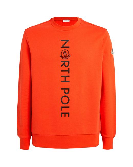 Moncler Orange Embroidered *north Pole* Sweatshirt for men