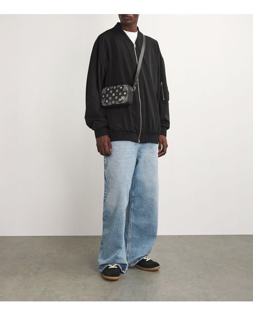 Amiri Black Leather Bandana Camera Bag for men