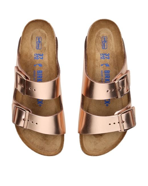 Birkenstock Brown Leather Metallic Arizona Sandals