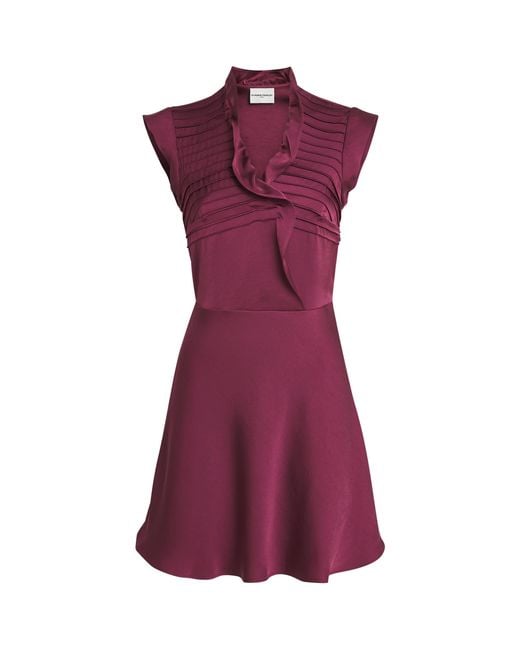 Claudie Pierlot Purple Satin Ruffled Mini Dress