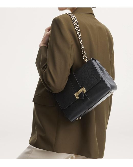 Aspinal Black Large Leather Lottie Cross-Body Bag