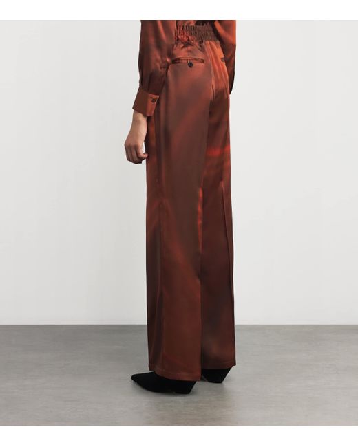 Kiton Red Silk Drawstring Trousers
