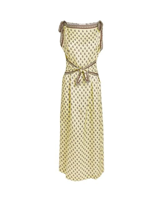 Doen Metallic Silk-Blend Amorette Midi Dress
