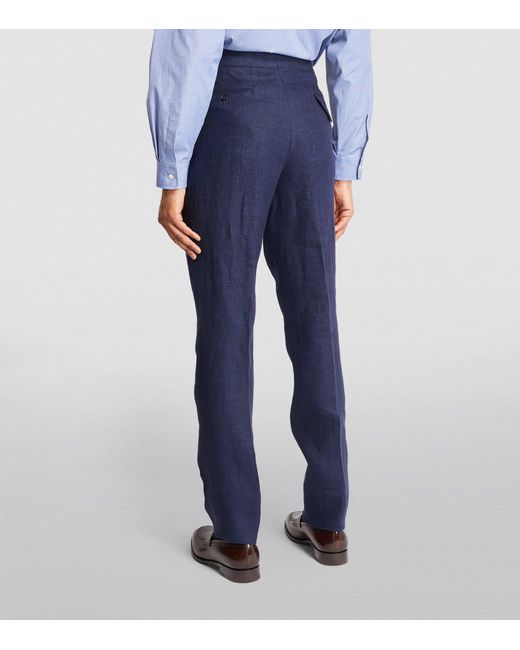 Ralph Lauren Purple Label Blue Linen Byron Tailored Trousers for men