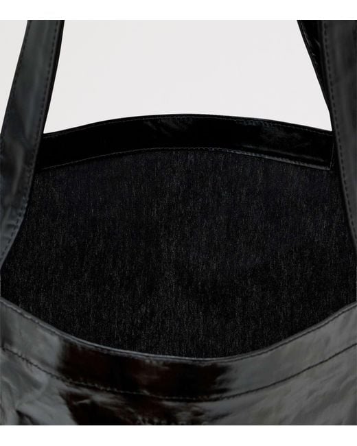 AllSaints Black Large Laminated Tote Bag