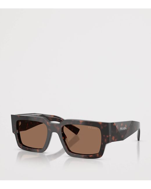 Prada Brown Acetate Rectangular Sunglasses for men