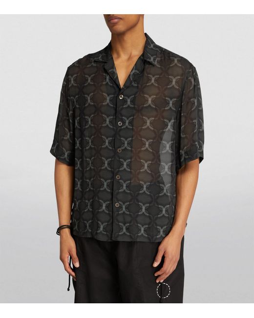 Dries Van Noten Black Printed Sheer Shirt for men