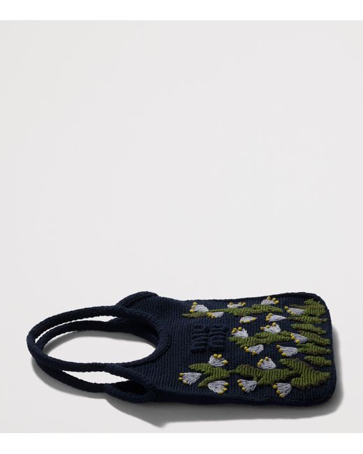 Miu Miu Blue Cotton Crochet Ivy Tote Bag