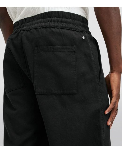 AllSaints Black Cotton-linen Hanbury Trousers for men