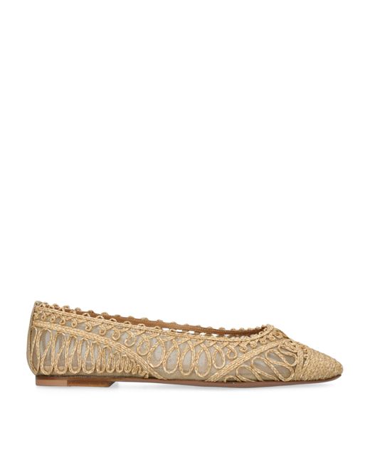 Aquazzura Raffia Kahlo Ballet Flats in Natural | Lyst UK