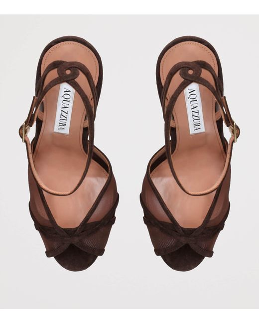 Aquazzura Brown Suede Shear Plateau Sandals 130