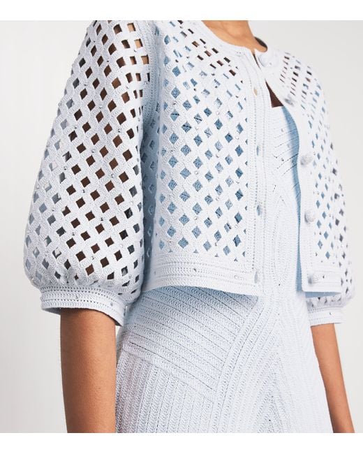 Maje White Embellished Crochet Cardigan
