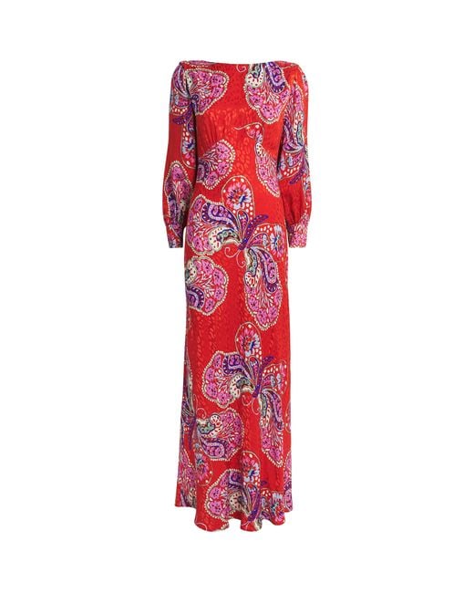Rixo Red Floral Marni Maxi Dress