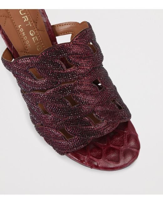 Kurt Geiger Purple Leather Embellished Chain Heeled Mules 85