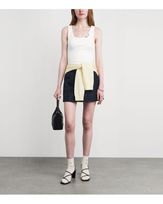 Claudie Pierlot White Logo Ribbed Tank Top