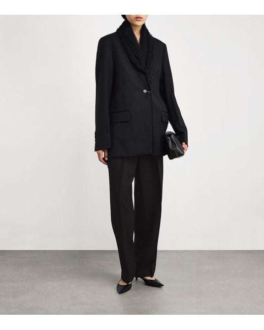 Totême  Black Double-Pleat Straight Trousers