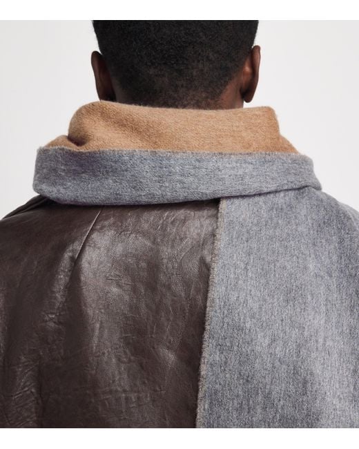 Johnstons Gray Cashmere Double-Face Scarf for men