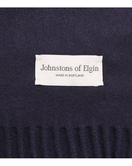 Johnstons Blue Natural Cashmere Scarf for men