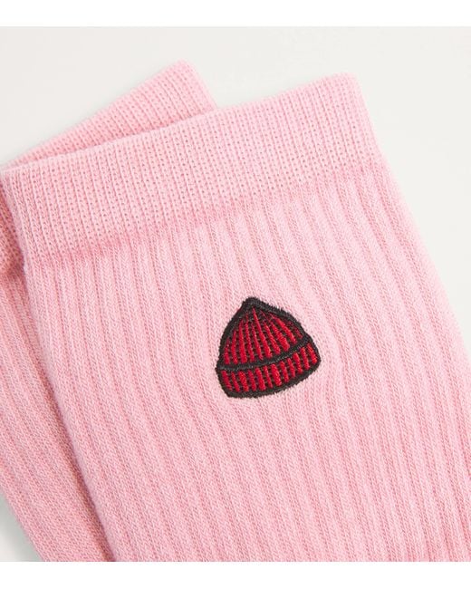 Le Bonnet Pink Cotton-Blend Logo Socks for men