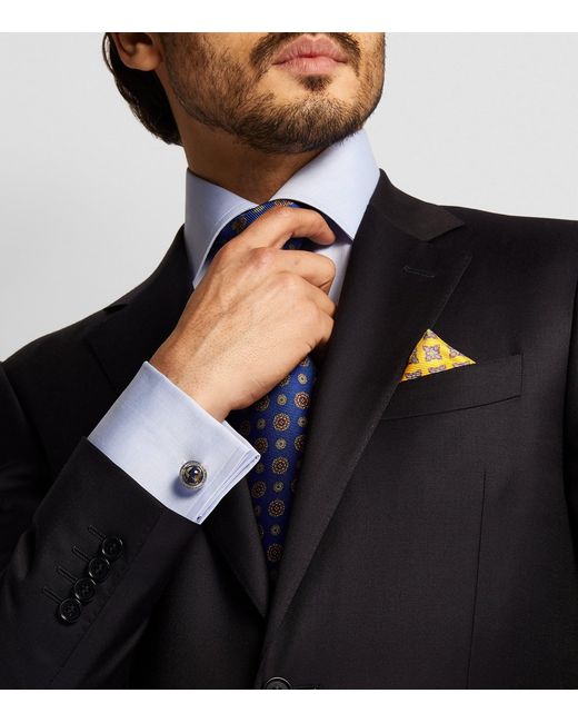 Tateossian Natural Sterling And Lapis Lazuli Globe Cufflinks for men