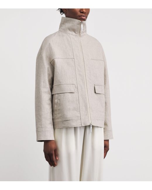 Yves Salomon Gray Linen Double-Faced Jacket