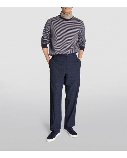 Emporio Armani Gray Two-tone Striped Sweater for men