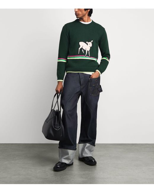 J.W. Anderson Green Cotton Sheep Sweater for men