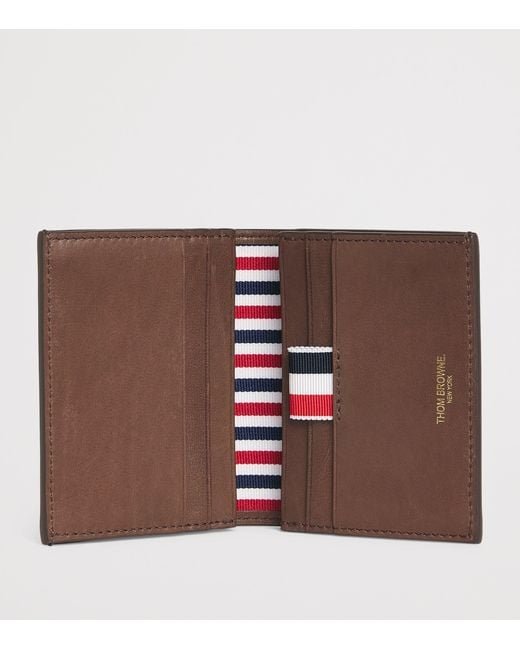 Thom Browne Brown Leather Double Card Holder for men
