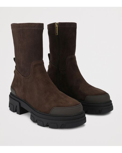 Kurt Geiger Brown Suede Stomp Sock Ankle Boots 50