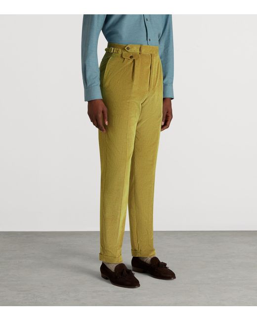 Dunhill Green Cotton-Cashmere Corduroy Trousers for men
