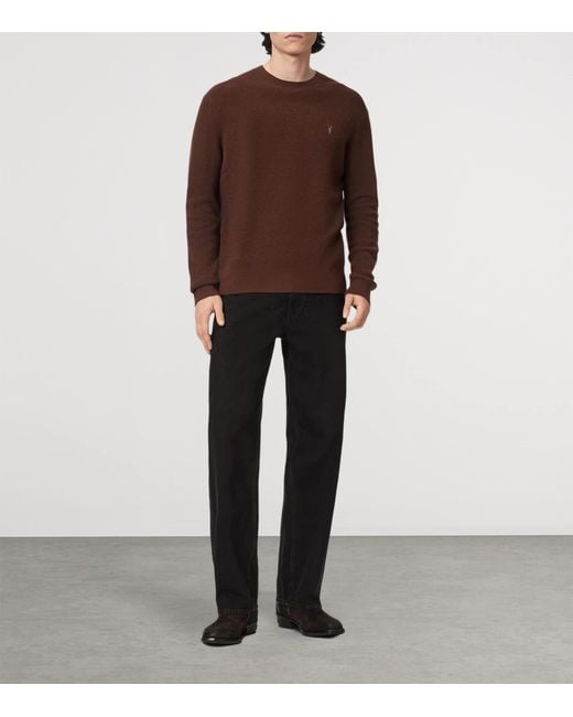 AllSaints Brown Organic Cotton-Wool Aspen Sweater for men