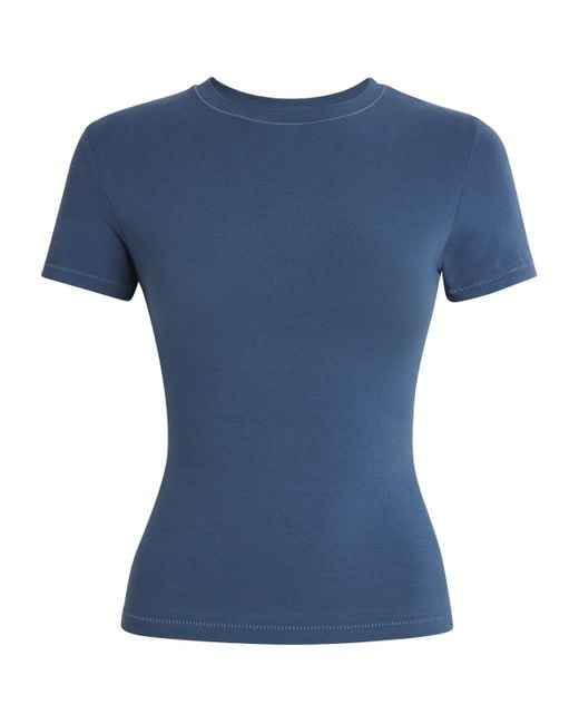 Skims Blue Cotton Jersey T-Shirt
